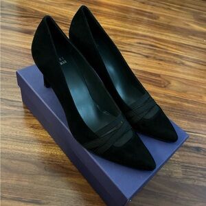 Stuart Weitzman Black Suede Kitten Heel Pumps 8.0M